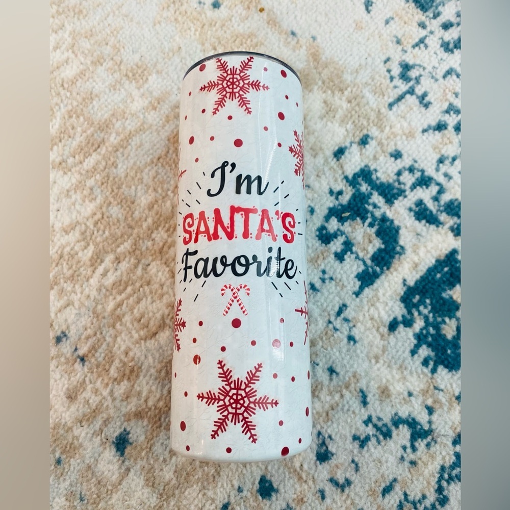 Festive White and Red Holiday Tumbler